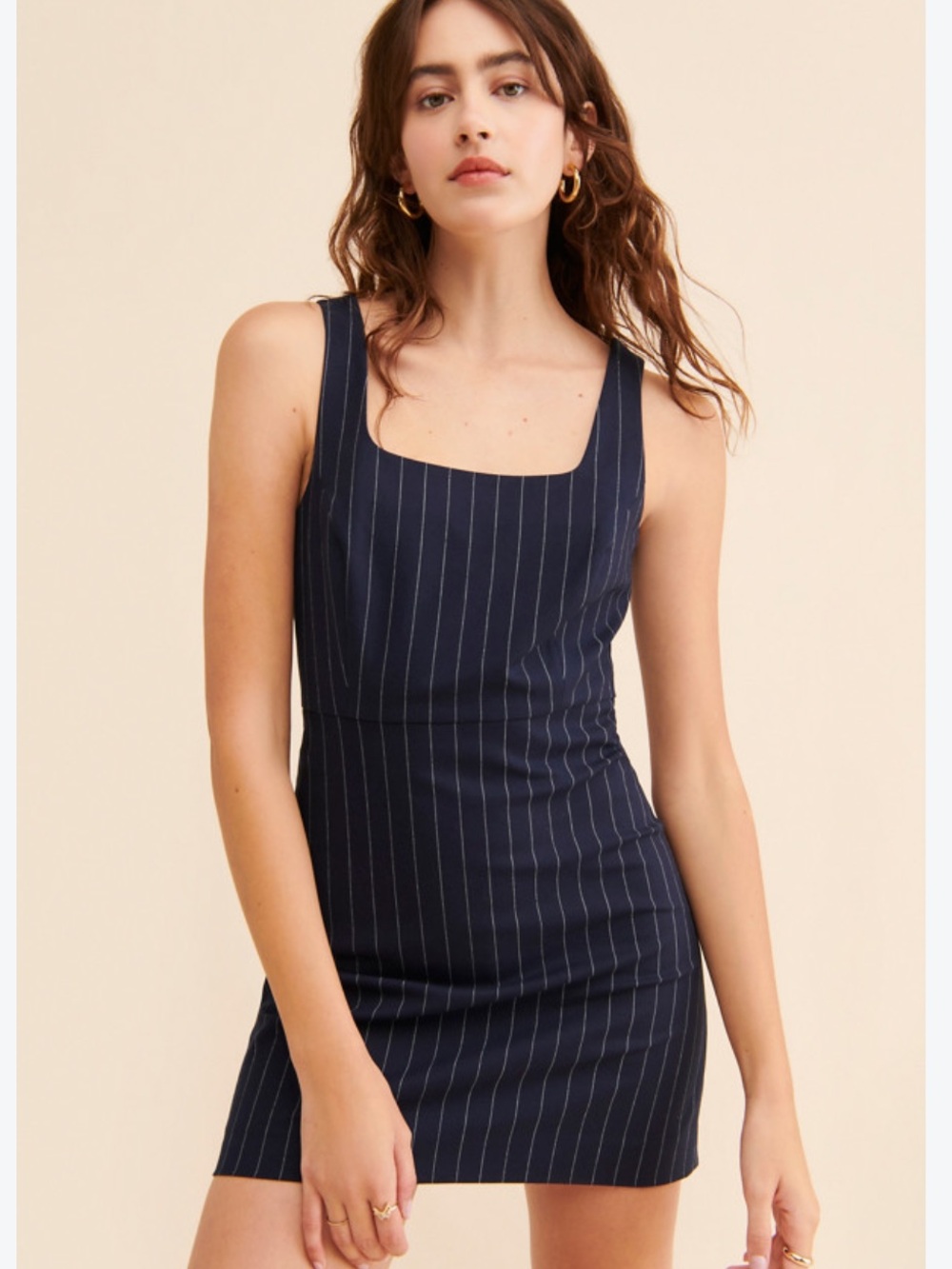 Favorite Daughter Break-Up Mini Dress Navy Blur and White Pinstripe Size 2